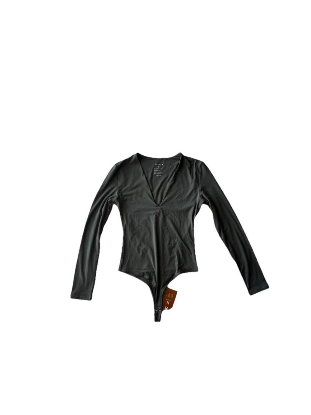 ReoRia Black Long-Sleeve V-Neck Bodysuit